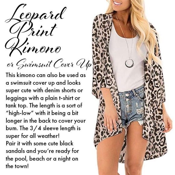 Boutique Other - Leopard Print Kimono or Swimsuit Cover Up